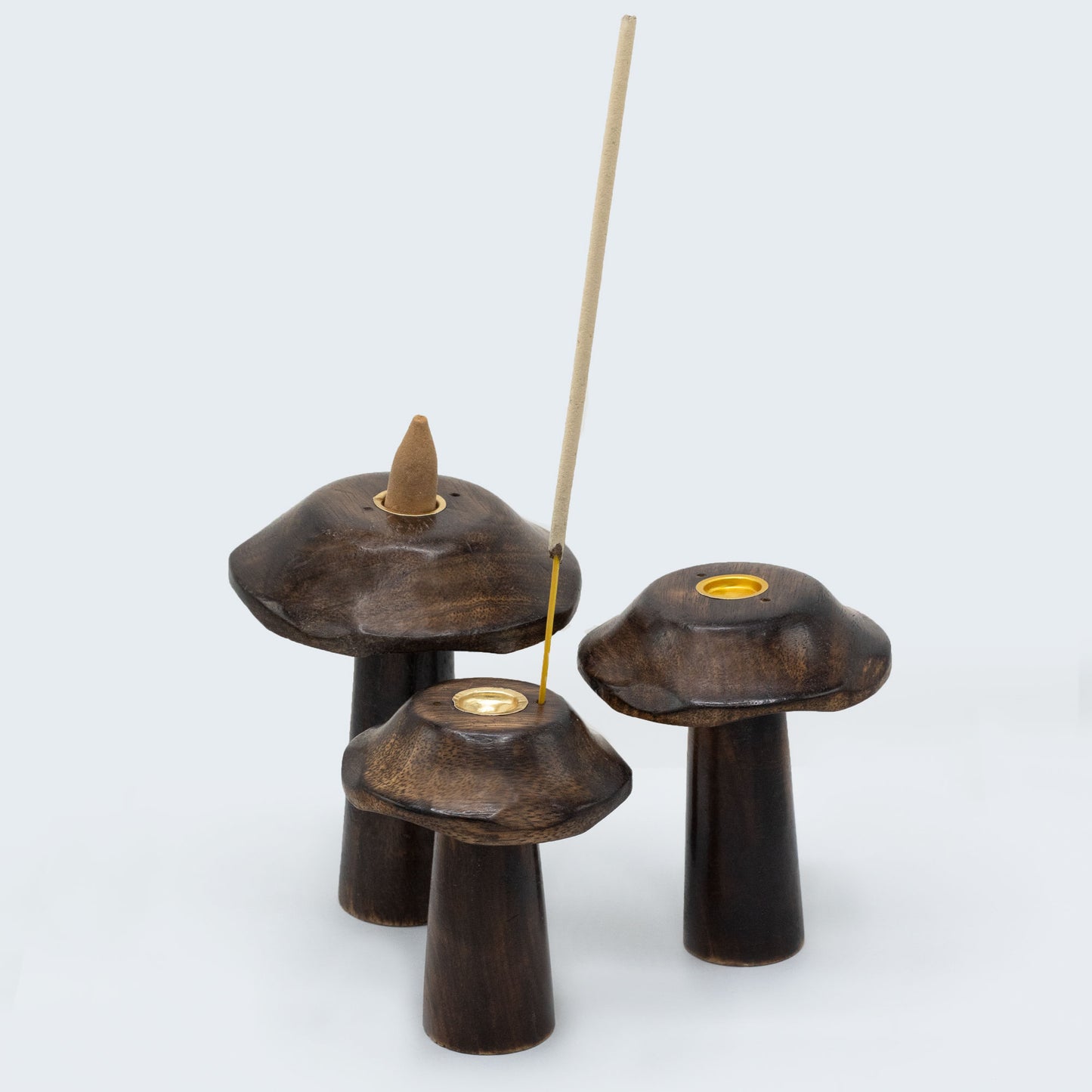 Lot de 3 Porte-CĂŽnes d'Encens Plats Champignons (13cm 12cm 11cm)