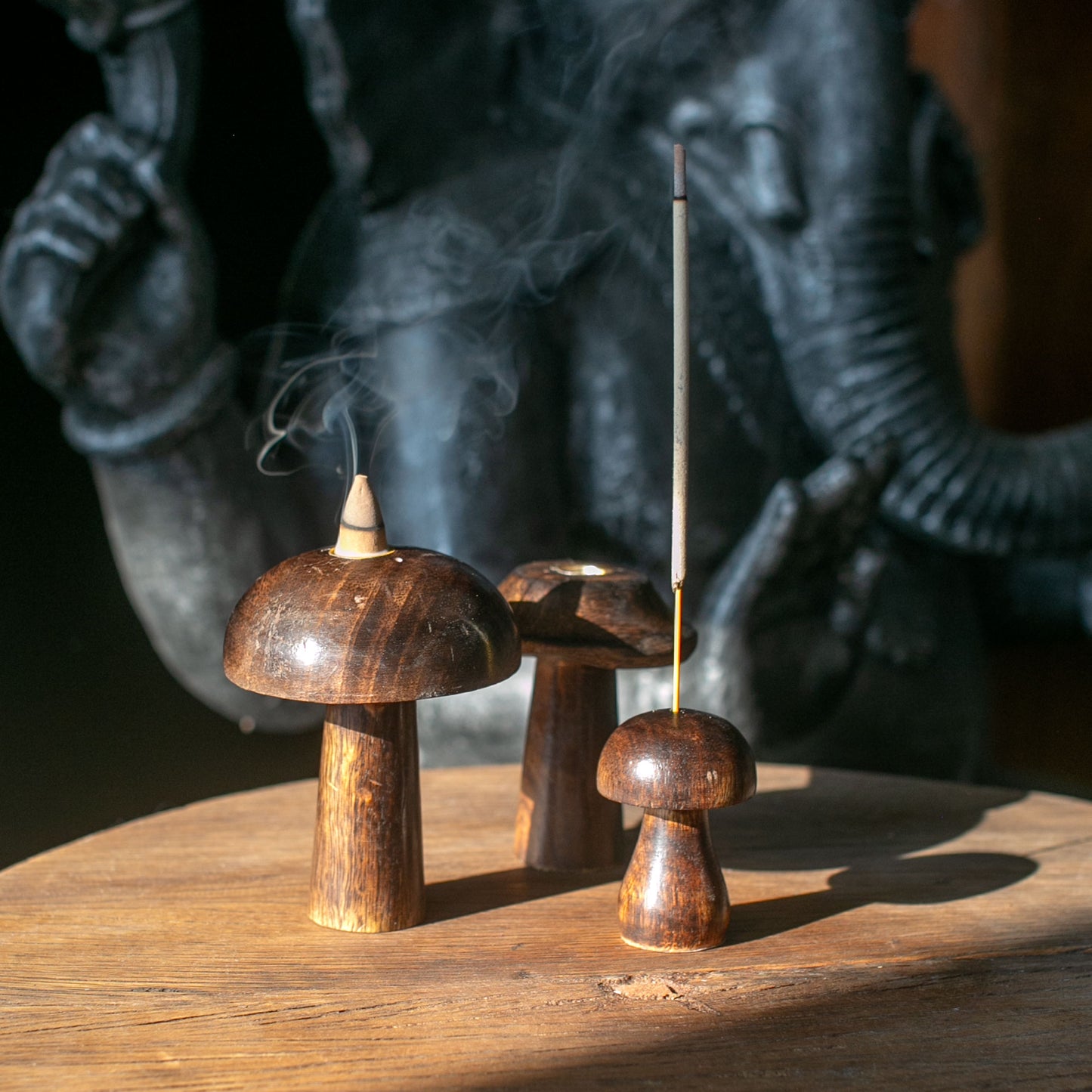 Lot de 3 Porte-CĂŽnes d'Encens Plats Champignons (13cm 12cm 11cm)