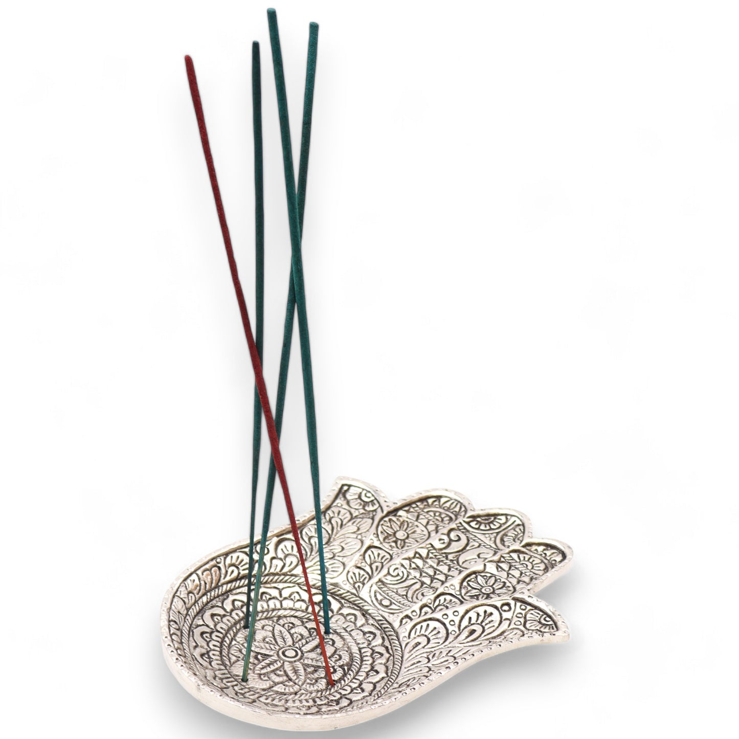 Porte-encens Lrg Main de Fatma en Aluminium Poli 18x13cm