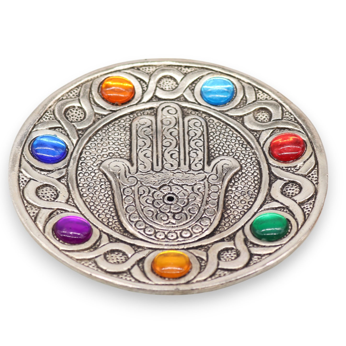 Porte-encens Main de Fatma Ă Sept Chakras 11.5cm