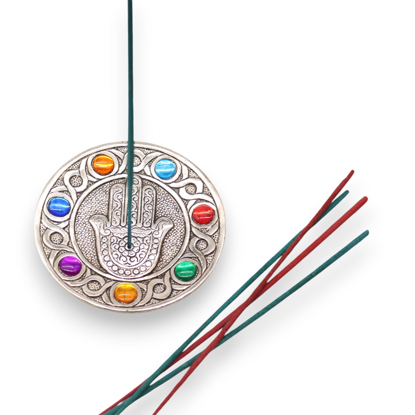 Porte-encens Main de Fatma Ă Sept Chakras 11.5cm