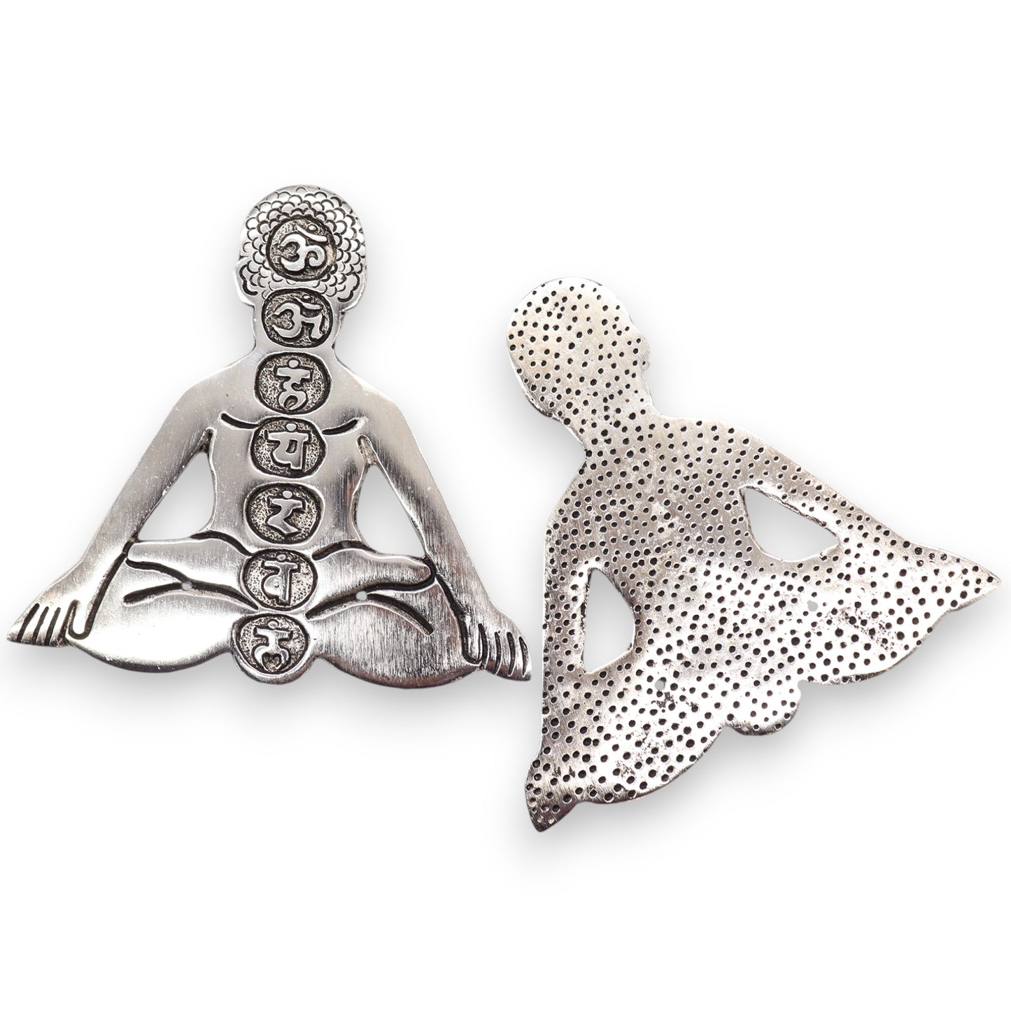 Porte-encens Yoga 7 Chakras en Aluminium Poli 12x12cm