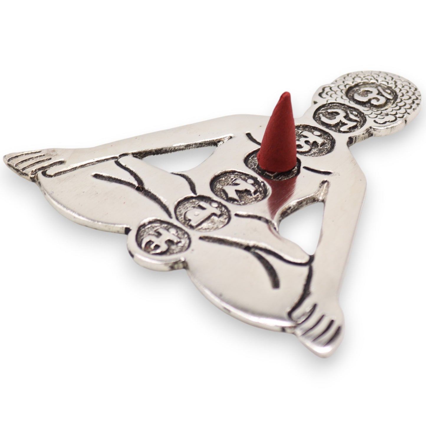 Porte-encens Yoga 7 Chakras en Aluminium Poli 12x12cm