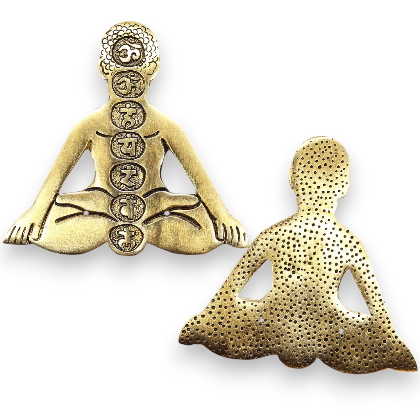 Porte-encens Yoga 7 Chakras en Aluminium Doré 12x12cm