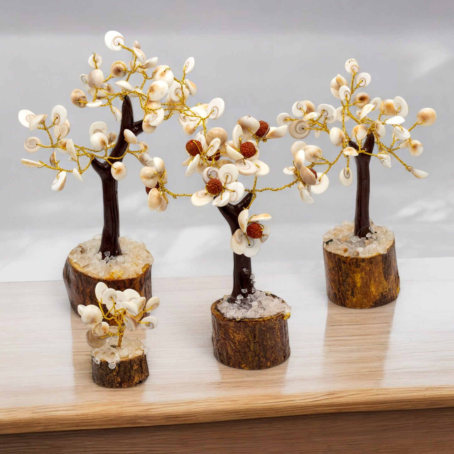 Arbres en Pierres Rondes Chakra Gomati Moyen avec Rudraksha - (45 pierres)