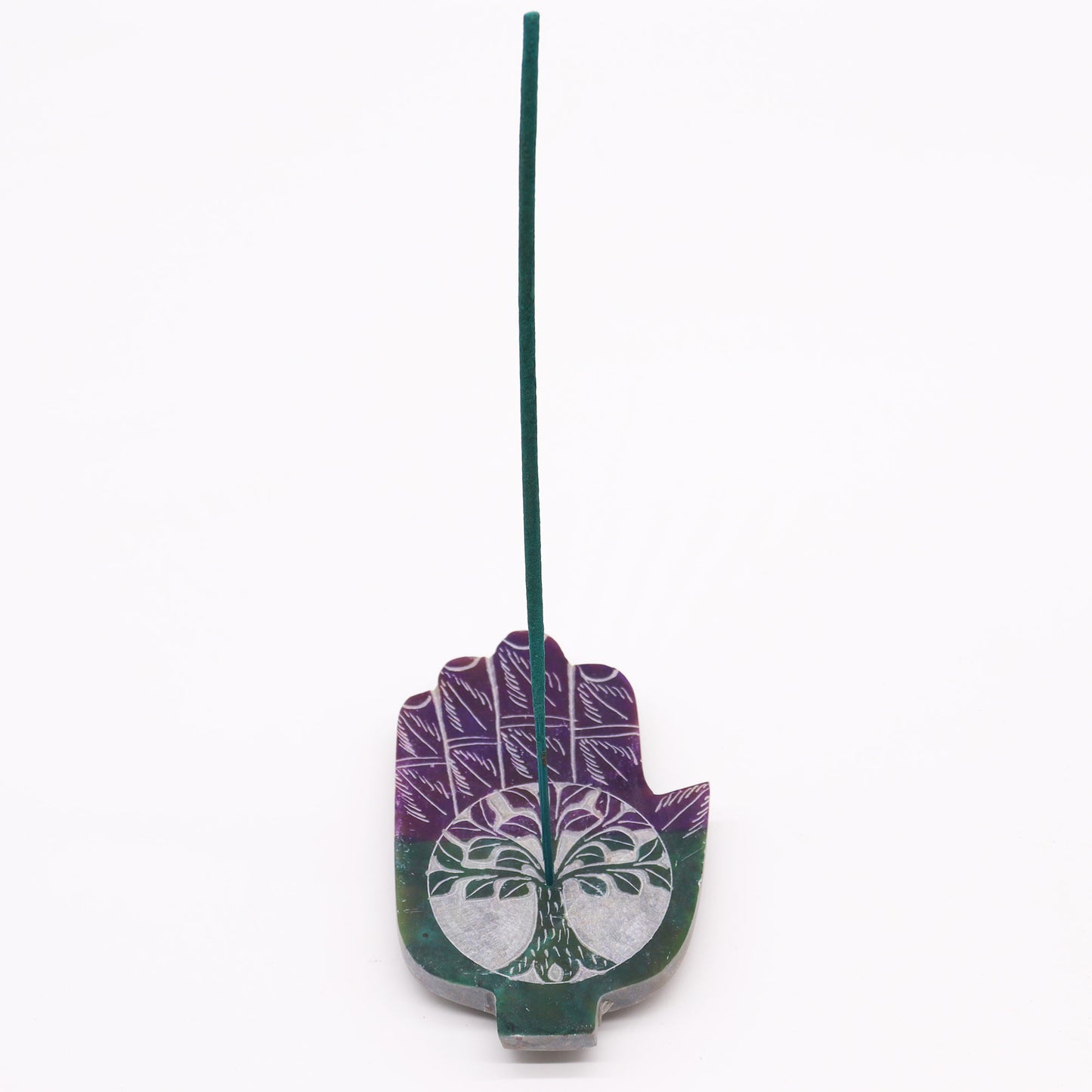Porte-Encens Main de Fatma en Pierre Stéatite Med 13x9cm - Arbre de Vie