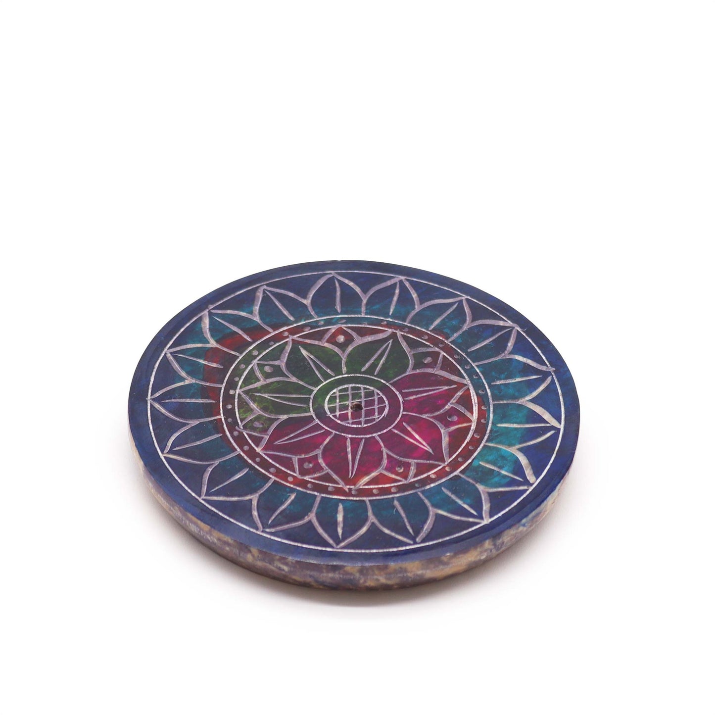 Porte-Encens Disque en Stéatite 8 cm - Lotus en Lotus