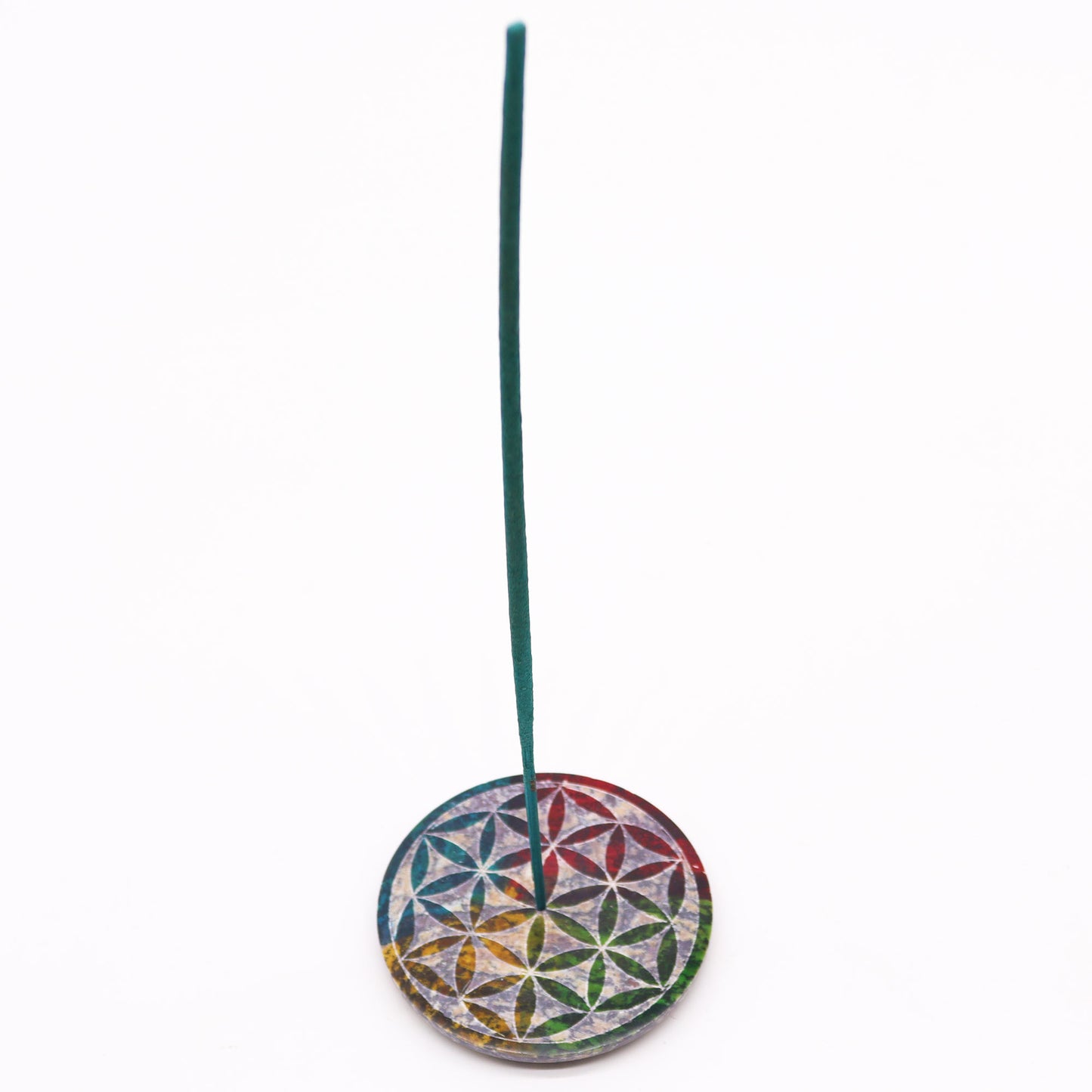 Porte-Encens Disque en Stéatite 8 cm - Fleur de Vie