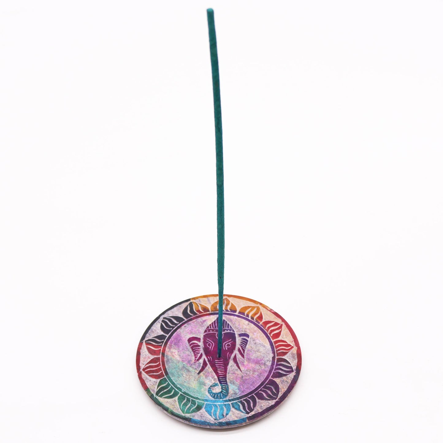 Porte-Encens Disque en Stéatite 10 cm - Ganesha