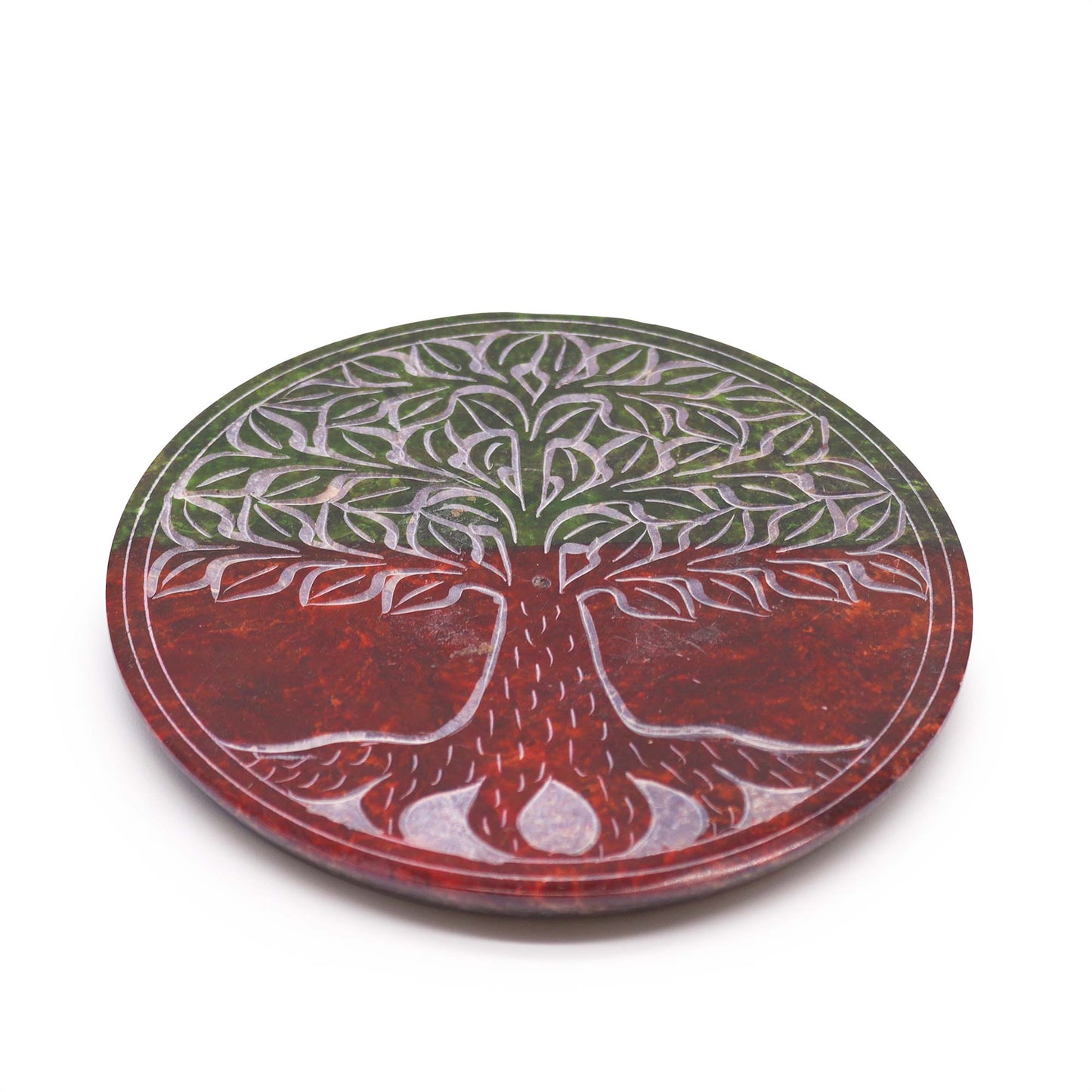 Porte-Encens Disque en Stéatite 10 cm - Arbre de Vie