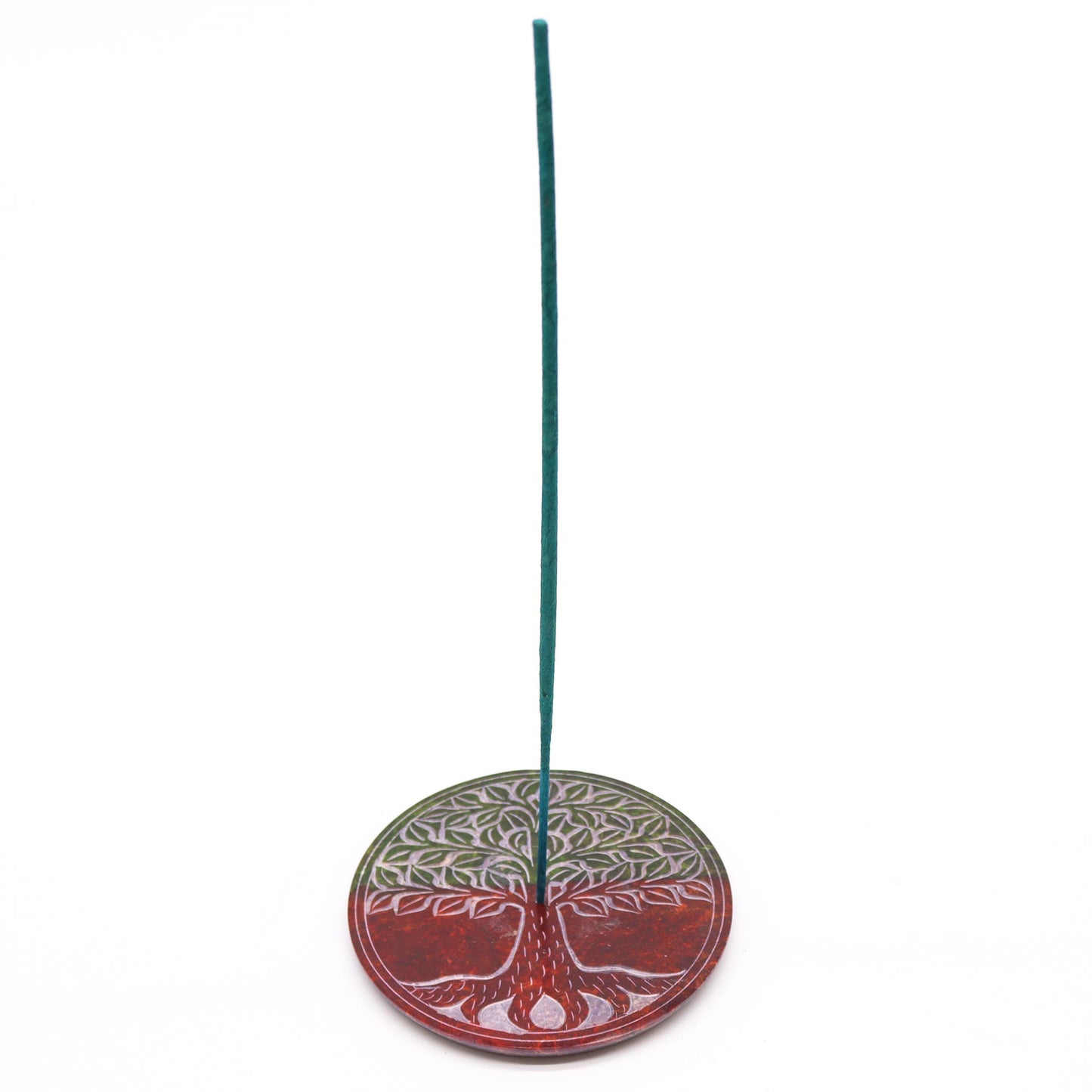 Porte-Encens Disque en Stéatite 10 cm - Arbre de Vie