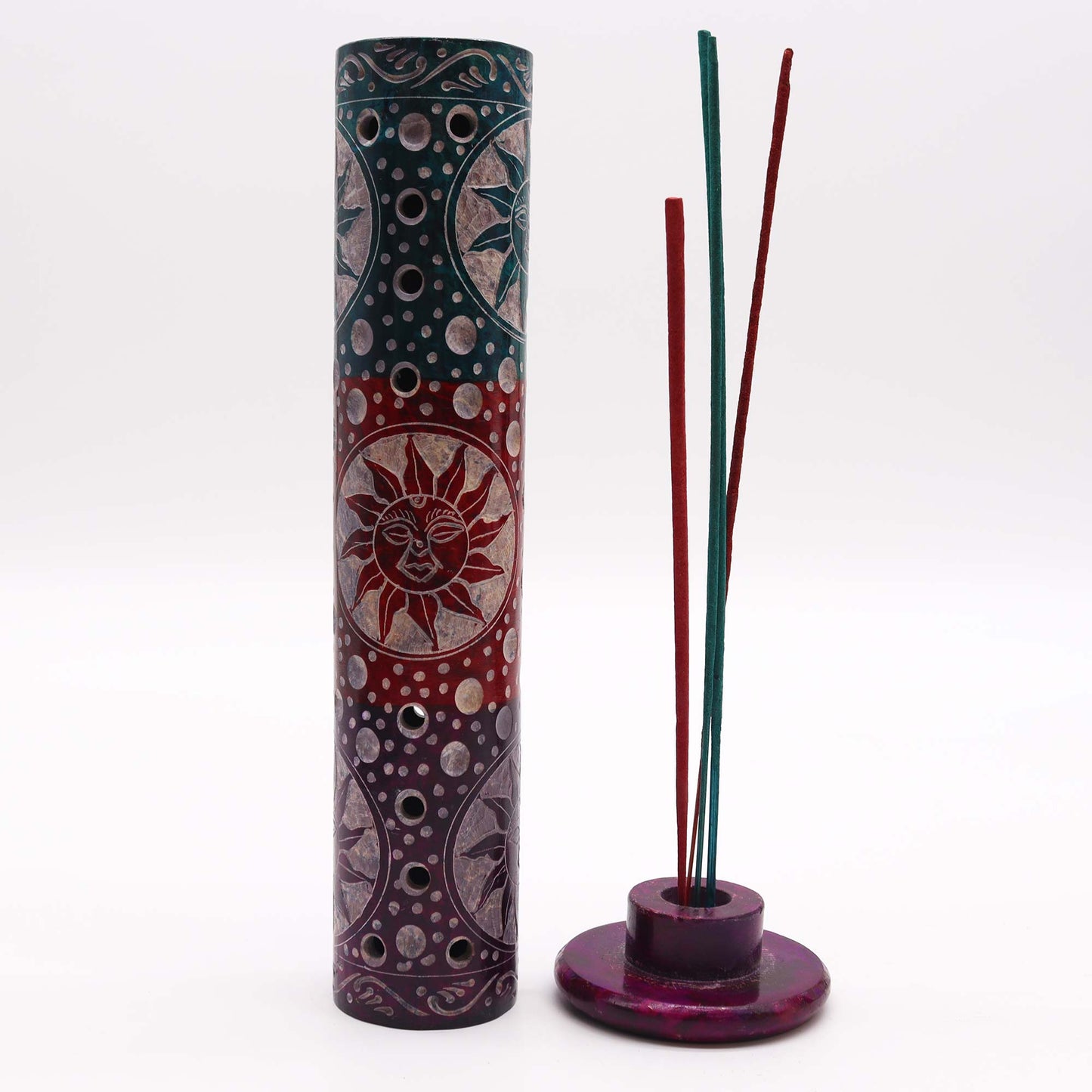 Porte-Encens Tour Ronde en Stéatite 25 cm - Soleils