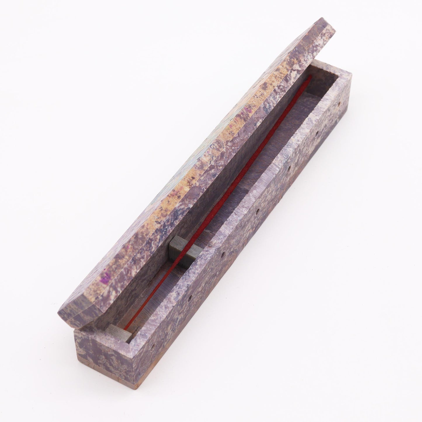 Boîte à Encens en Pierre Stéatite avec Trous de Fumée 25 cm - Chakra