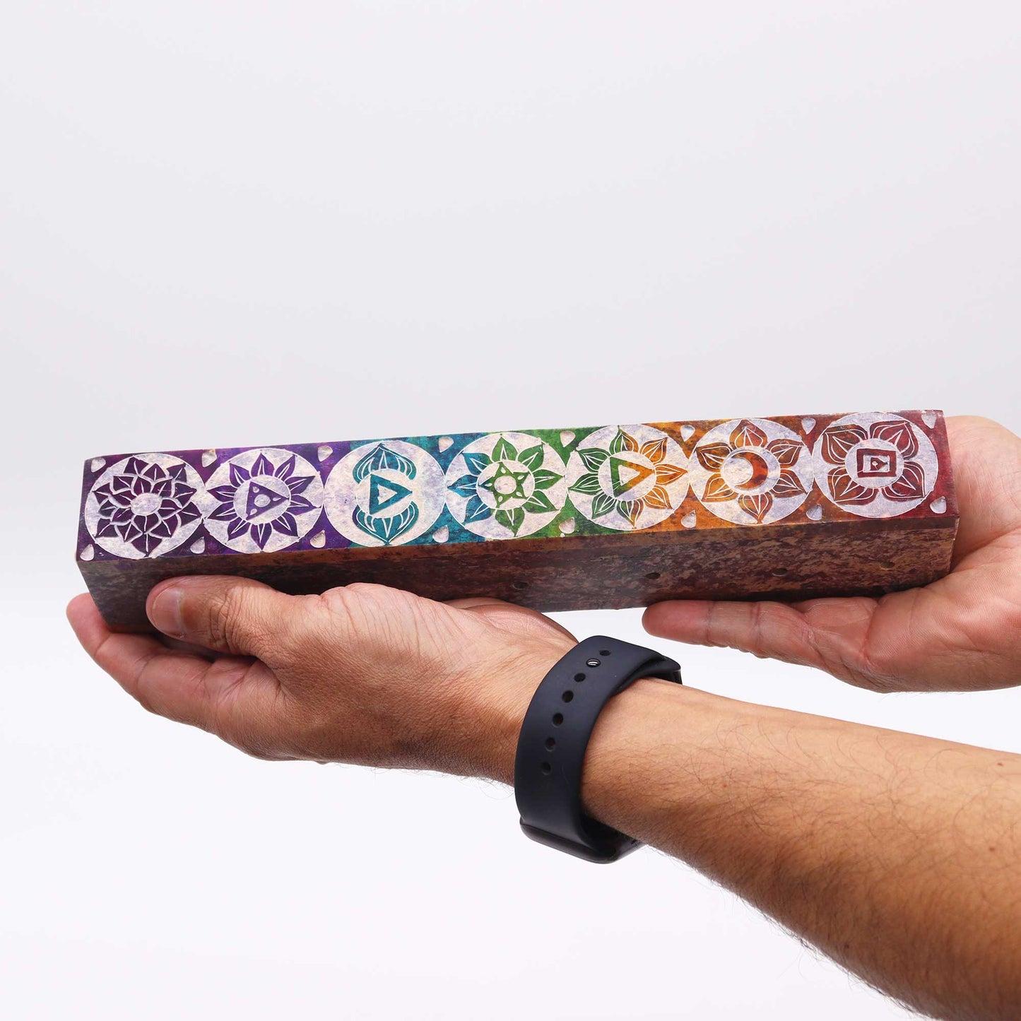 Boîte à Encens en Pierre Stéatite avec Trous de Fumée 25 cm - Chakra