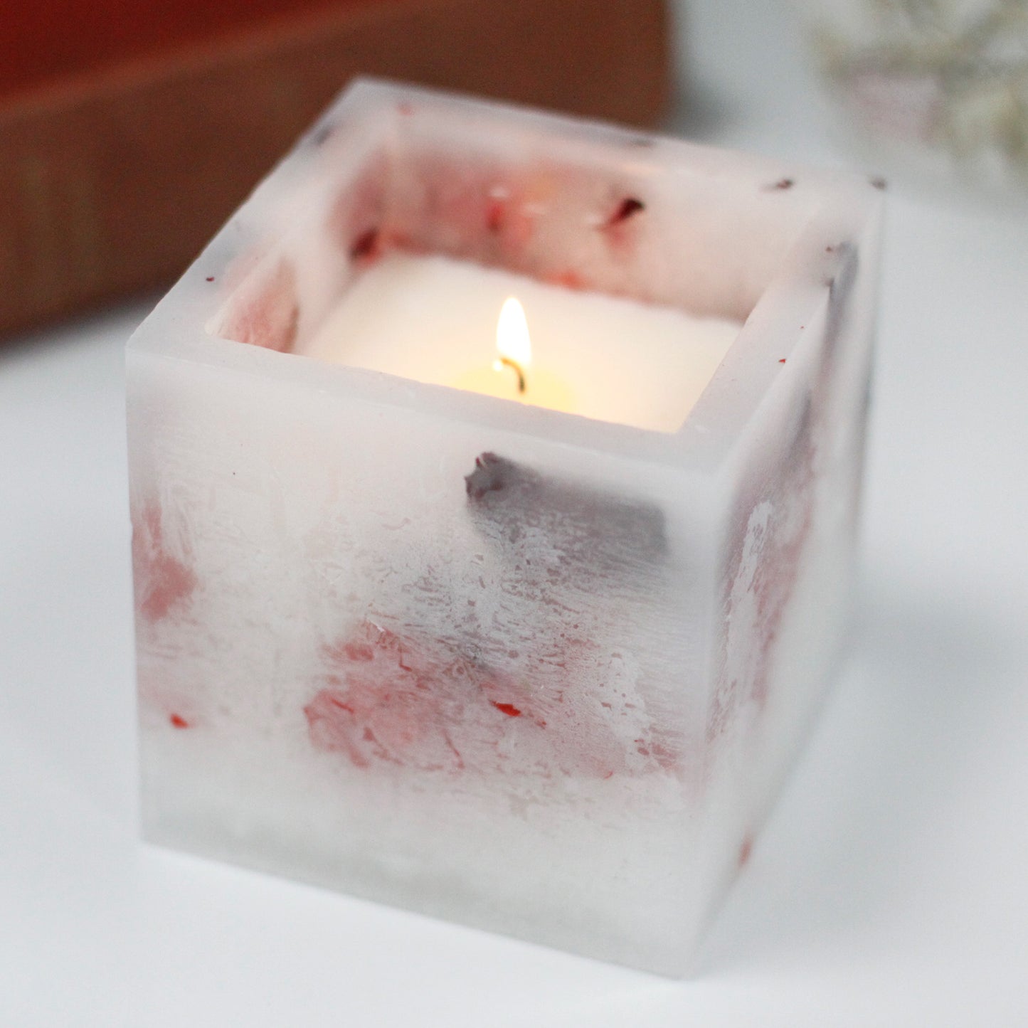 Bougie Enchantée – Grand Carré – Rose
