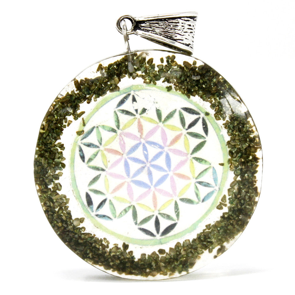 Pendentifs Orgonite - Mandala Roche Verte