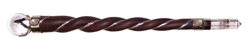 Baguettes thérapie - Grande baguette en bois - Cristal de Roche