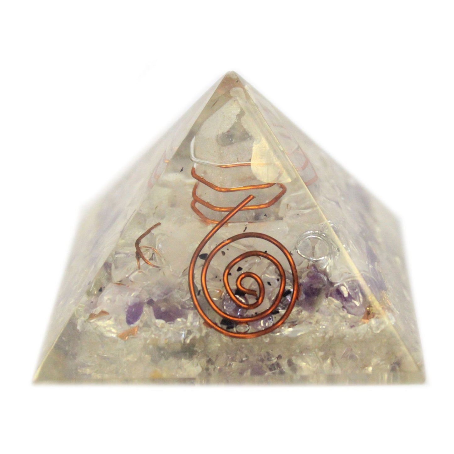 Orgonite La Pyramide - Puces de Gemme et Cuivre 55mm - Moyenne