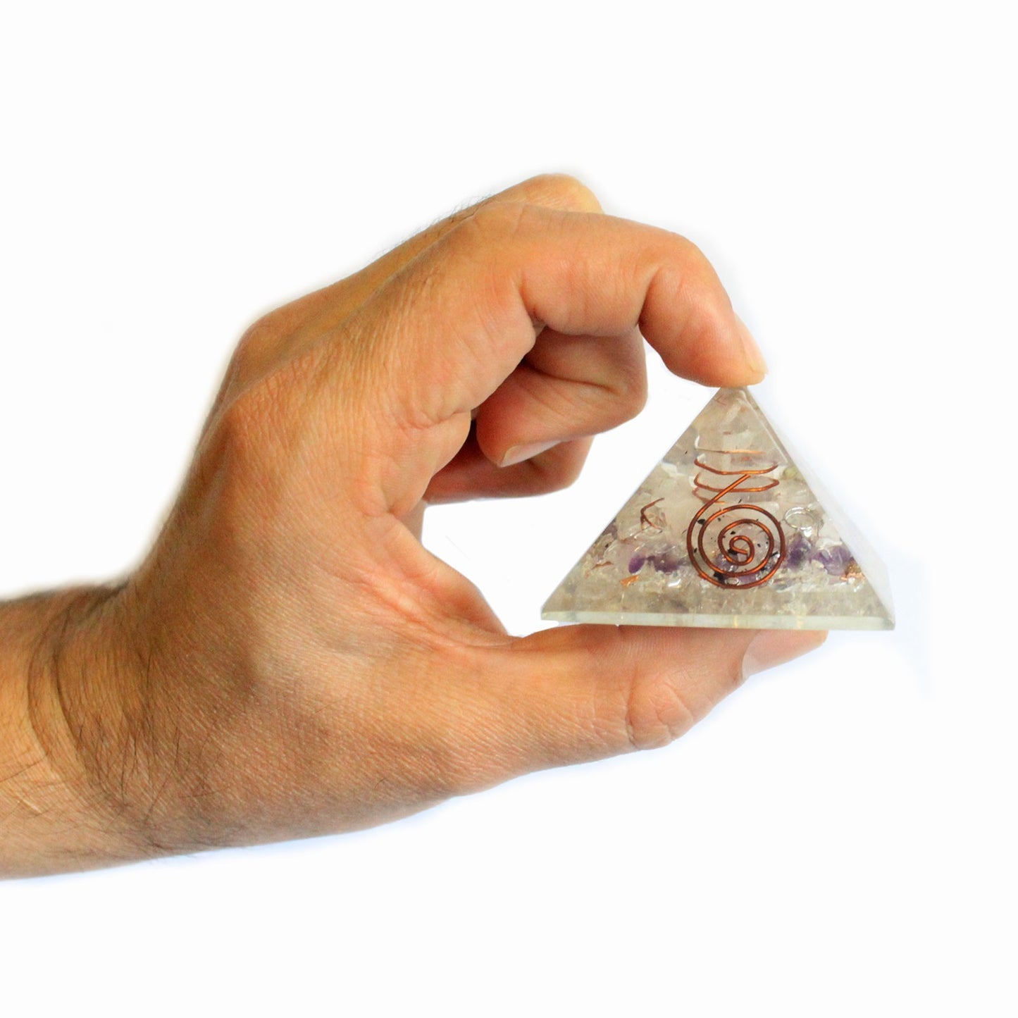 Orgonite La Pyramide - Puces de Gemme et Cuivre 55mm - Moyenne