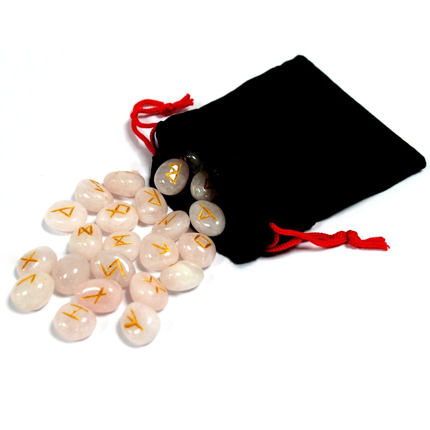 Pierres Runiques Indiennes & Sachet - Quartz Rose