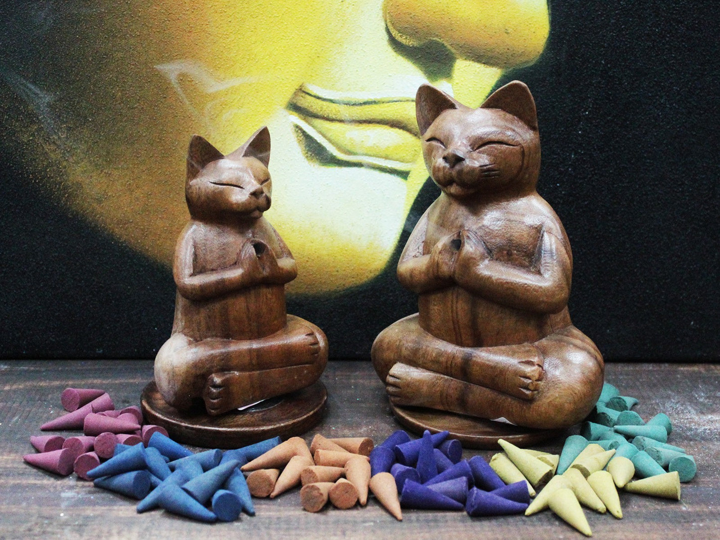 Brûleurs à encens en Bois Chat Yoga - Moyen
