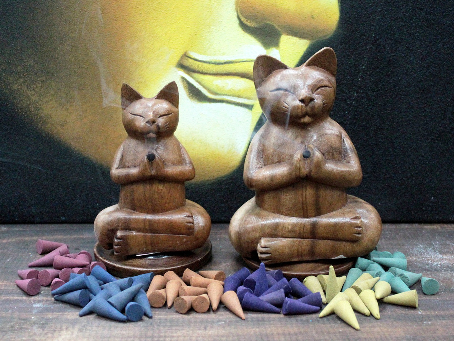 Brûleurs à encens en Bois Chat Yoga - Moyen