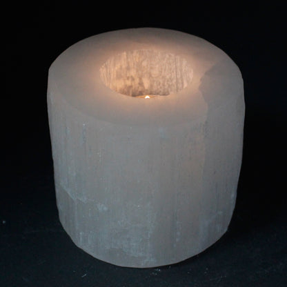 Bougeoir Sélénite Cylindre - 8 cm