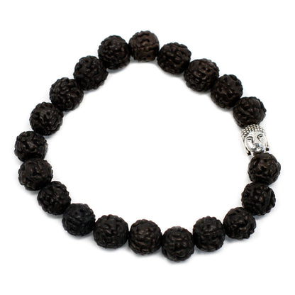 Mala Rudraksha  Bracelet Bouddha-Noir