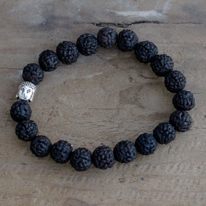 Mala Rudraksha  Bracelet Bouddha-Noir