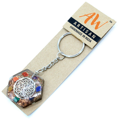 Porte-clés Orgonite - Octogone Fleur de Vie