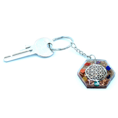 Porte-clés Orgonite - Octogone Fleur de Vie