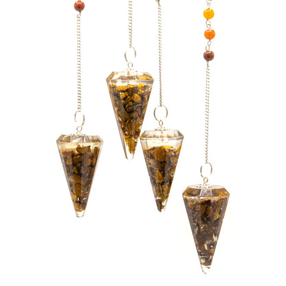 Pendule Orgonite de Puissance Chakra - Oeil Tigré