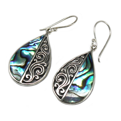 Boucles d'Oreilles Coquillage & Argent - Larme - Abalone
