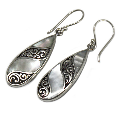 Boucles d'Oreilles Coquillage & Argent - Teardrop- MOP
