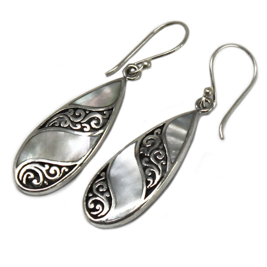 Boucles d'Oreilles Coquillage & Argent - Teardrop- MOP