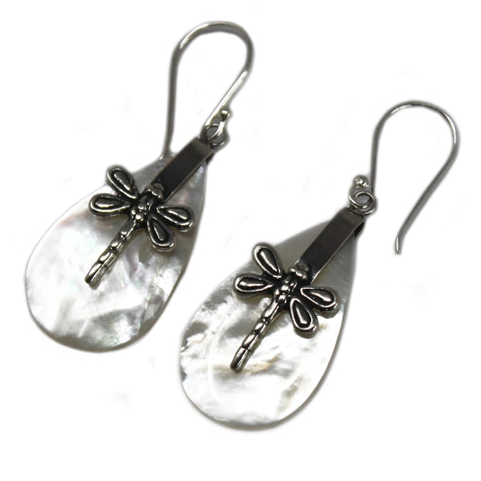 Boucles d'Oreilles Coquillage & Argent - Libellules - MOP