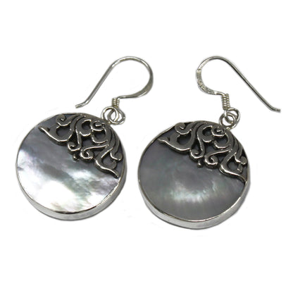 Boucles d'Oreilles Coquillage & Argent - Disque Classique - MOP