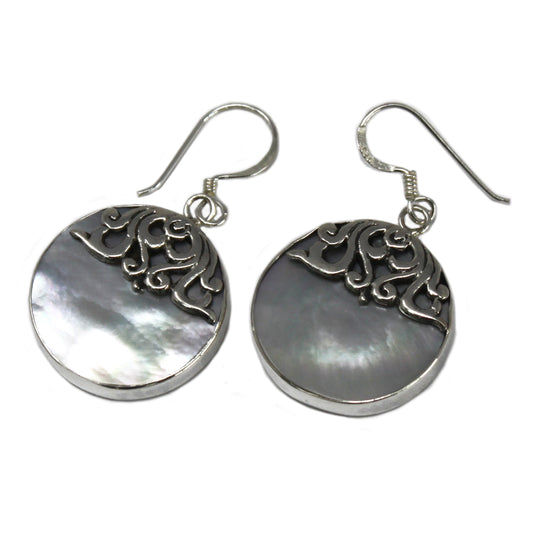 Boucles d'Oreilles Coquillage & Argent - Disque Classique - MOP