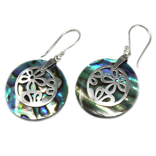 Boucles d'Oreilles Coquillage & Argent - Fleurs - Abalone