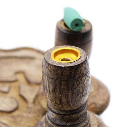 Grand Brûleur à reflux en bois de manguier - Hamsa
