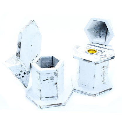 Porte-Encens Délavé Blanc - Pyramid Mini Maison