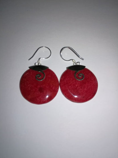Boucle d'oreille argent 925Imitation corail - symbole