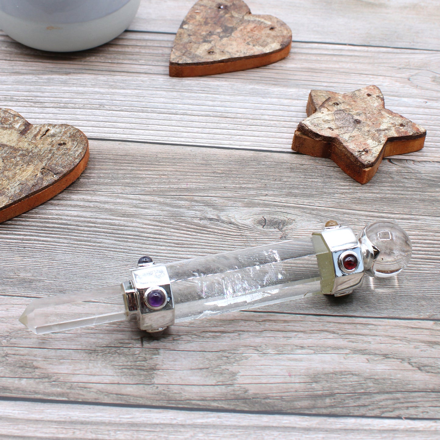 Baguette de guérison en cristal hexagonal - 12cm - Quartz de roche