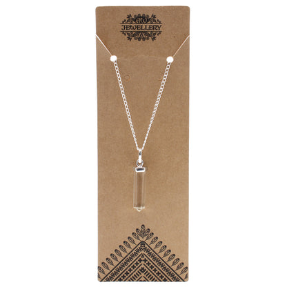 Pendentif pointe classique en pierres précieuses - Quartz de roche