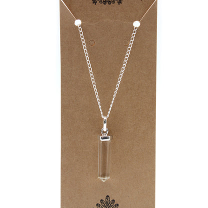 Pendentif pointe classique en pierres précieuses - Quartz de roche