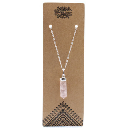 Pendentif pointe classique en pierres précieuses - Quartz rose