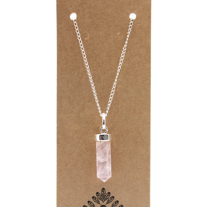 Pendentif pointe classique en pierres précieuses - Quartz rose