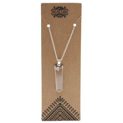 Pendentif crayon plat en pierres précieuses - Quartz de roche