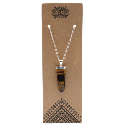 Pendentif Crayon Plat Pierres Précieuses - Oeil de Tigre
