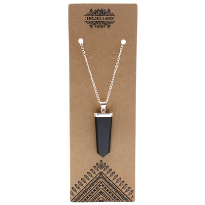 Pendentif Crayon Plat Pierres Précieuses - Agate Noire